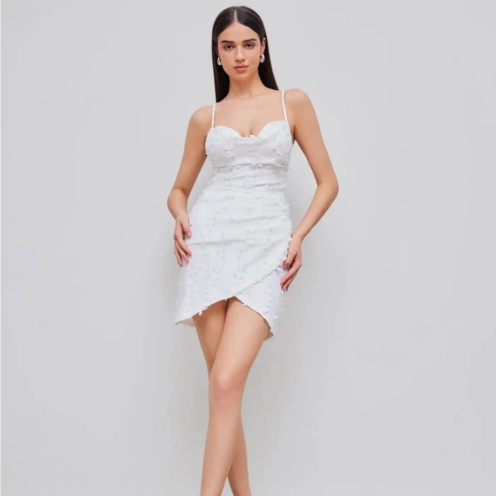 Cider White Mini Dress with lace up back
